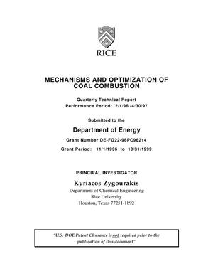 Mechanisms and optimization of coal combustion. Quarterly progress report