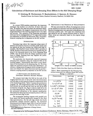 Calculations of Emittance and Damping Time Effects in the SLC Damping Rings