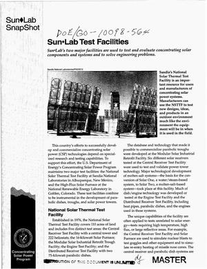 Sun{diamond}Lab test facilities