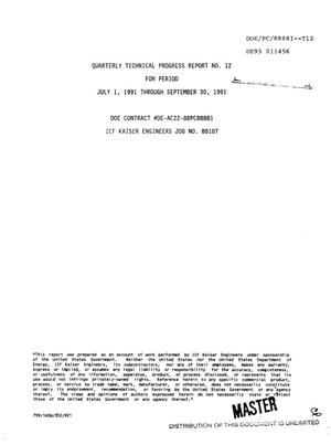 Engineering Development of Advanced Physical Fine Coal Cleaning Technologies: Froth Flotation. Quarterly Technical Progress Report No. 12, July 1, 1991--September 30, 1991