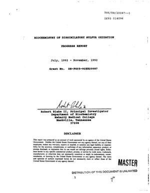 Biochemistry of dissimilatory sulfur oxidation. Progress report, July 1992--November 1992