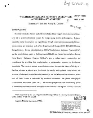 Weatherization and minority energy use: A preliminary analysis