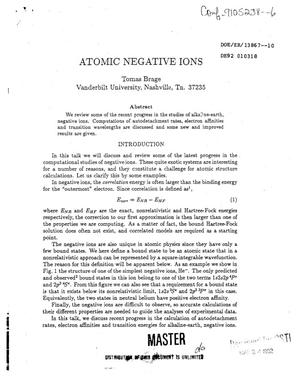 Atomic negative ions