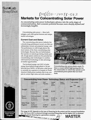 Markets for concentrating solar power