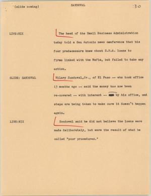 Primary view of object titled '[News Script: Sandoval]'.