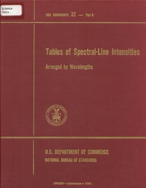 Tables of Spectral-Line Intensities: Part 2, Arranged by Wavelengths