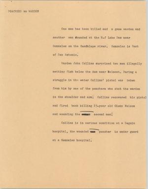 Primary view of object titled '[News Script: Poachers vs Warden]'.