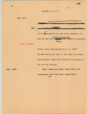 Primary view of object titled '[News Script: Sherman]'.