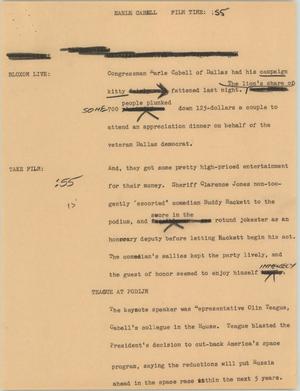 [News Script: Earle Cabell]