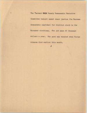 Primary view of object titled '[News Script: New democratic candidate]'.