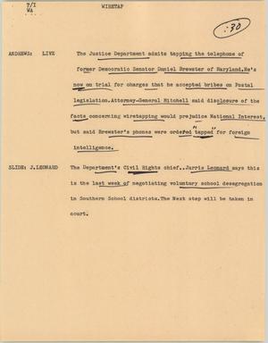 Primary view of object titled '[News Script: Wiretap]'.
