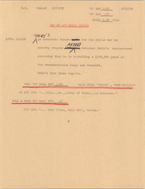 Primary view of object titled '[News Script: Dallas poverty]'.
