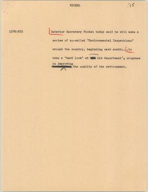 Primary view of object titled '[News Script: Hickel]'.