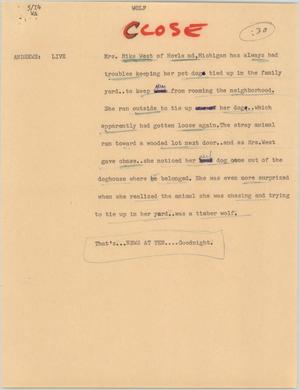 Primary view of object titled '[News Script: Loose dog story]'.