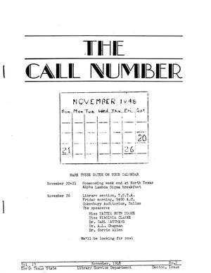 The Call Number, Volume 10, Number 2, November 1948