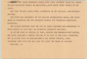 [News Script: Taxes for junior colleges]