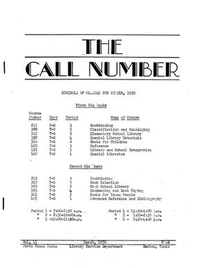 The Call Number, Volume 11, Number 6, March 1950