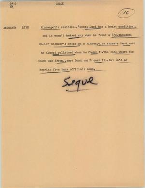 Primary view of object titled '[News Script: Check]'.
