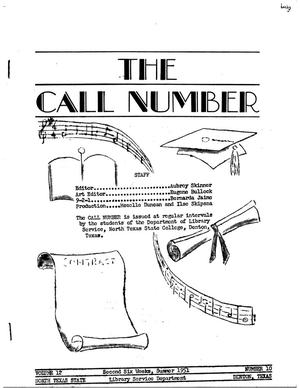 The Call Number, Volume 12, Number 10, Summer 1951