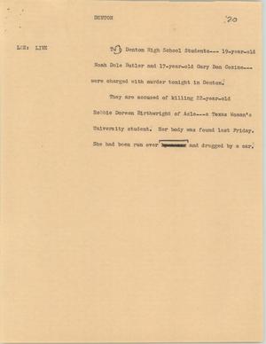 Primary view of object titled '[News Script: Denton]'.