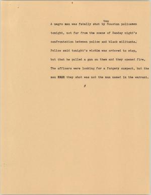 Primary view of object titled '[News Script: Police shooting]'.