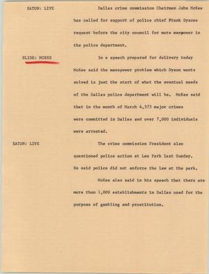 Primary view of object titled '[News Script: More power in police department]'.