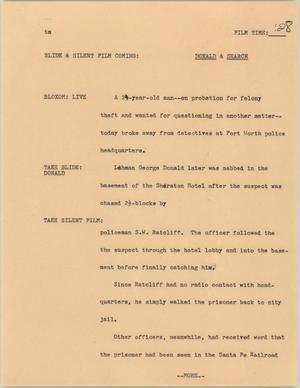 Primary view of object titled '[News Script: Donald & search]'.