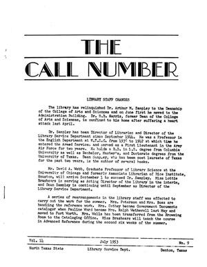 The Call Number, Volume 14, Number 9, July 1953