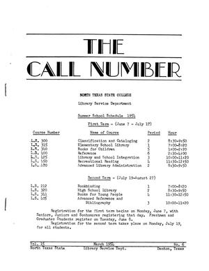Primary view of object titled 'The Call Number, Volume 15, Number 6, March 1954'.