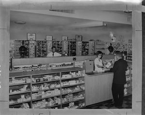 [Interior of the Whitten pharmacy]