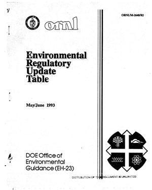 Environmental Regulatory Update Table, May/June 1993