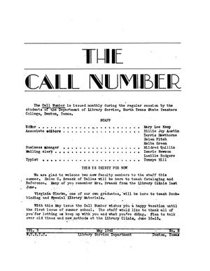 The Call Number, Volume 3, Number 8, May 1942