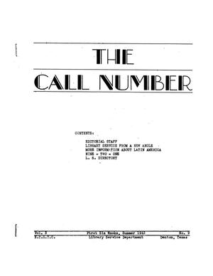The Call Number, Volume 3, Number 9, First Six Weeks, Summer 1942
