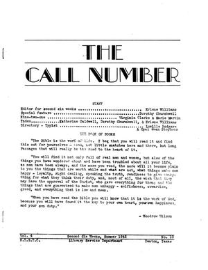 The Call Number, Volume 4, Number 10, Second Six Weeks, Summer 1943