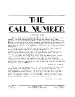 The Call Number, Volume 4, Number 4, January 1943