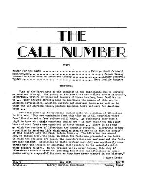 The Call Number, Volume 4, Number 8, May 1943