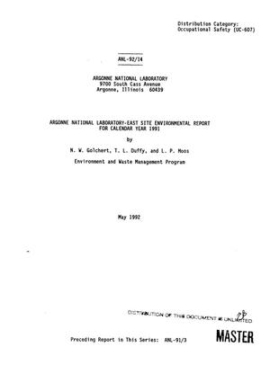 Argonne National Laboratory-East site environmental report for calendar year 1991