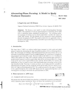 Alternating-phase focusing: A model to study nonlinear dynamics