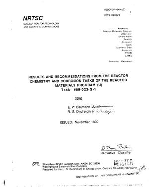 Results and recommendations from the reactor chemistry and corrosion tasks of the reactor materials program