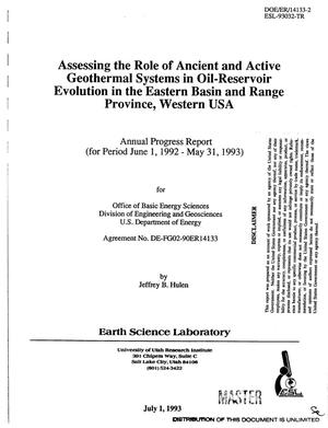 Assessing the role of ancient and active geothermal systems in oil-reservoir evolution in the eastern Basin and Range province, western USA. Annual progress report, June 1, 1992--May 31, 1993