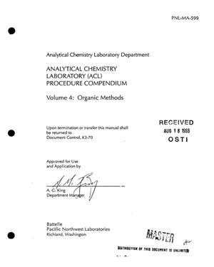 Analytical Chemistry Laboratory (ACL) procedure compendium. Volume 4, Organic methods