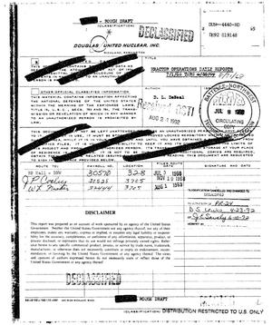 Reactor Operations daily reports, July 1, 1968--August 31, 1968. Rough draft