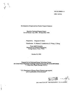 Development of improved iron Fischer-Tropsch catalysts. Quarterly technical progress report, 1 July 1990--30 September 1990