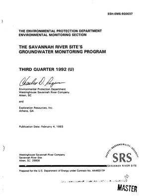 The Savannah River Site`s Groundwater Monitoring Program: Third quarter 1992