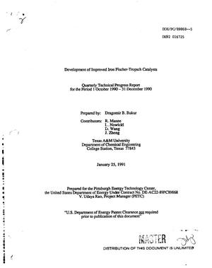 Development of improved iron Fischer-Tropsch catalysts. Quarterly technical progress report, 1 October 1990--31 December 1990