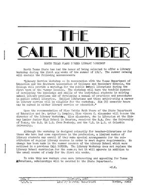 Primary view of The Call Number, Volume 8, Number 5, February 1947