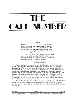 The Call Number, Volume 9, Number 6, March 1948