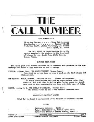 The Call Number, Volume 17, Number 5, February 1956