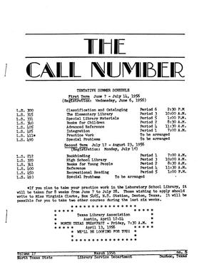 The Call Number, Volume 17, Number 6, March 1956