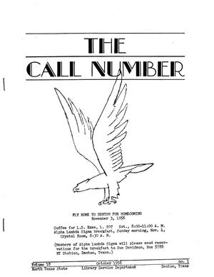 The Call Number, Volume 18, Number 1, October 1956